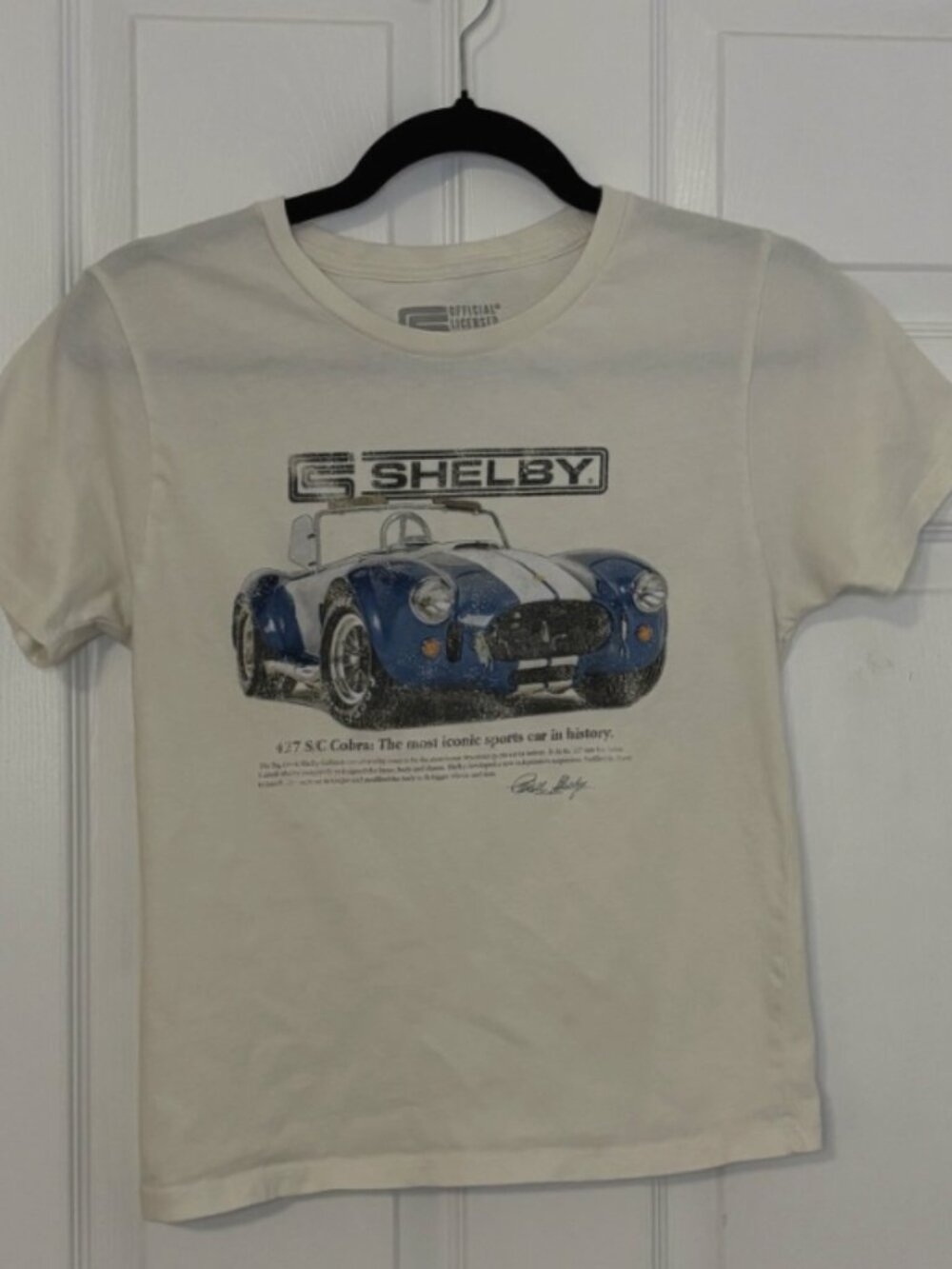 Shelby Cobra 427 S/C Car Graphic Tee Cream White Women's Large